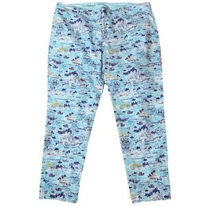 Talbots The Weekend Chino Women's 16 Santorini Print Blue Stretch Ankle Pant
